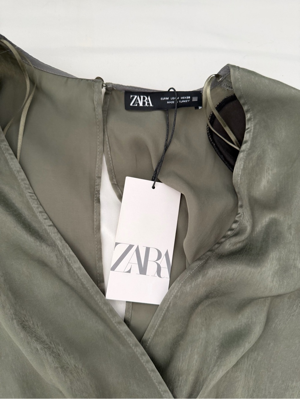 Zara Satin Romper in Olive Green